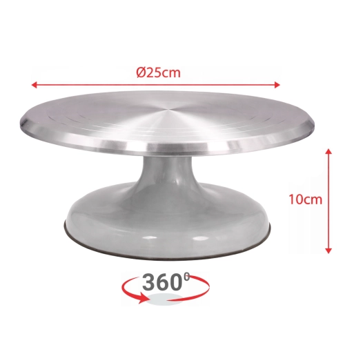 Patera obrotowa dekorator do tortu ciasta aluminiowa 25 cm dekoracje urodzinowe stabilna